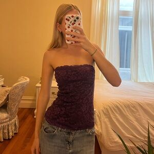 Moda International Purple Lace Strapless Top